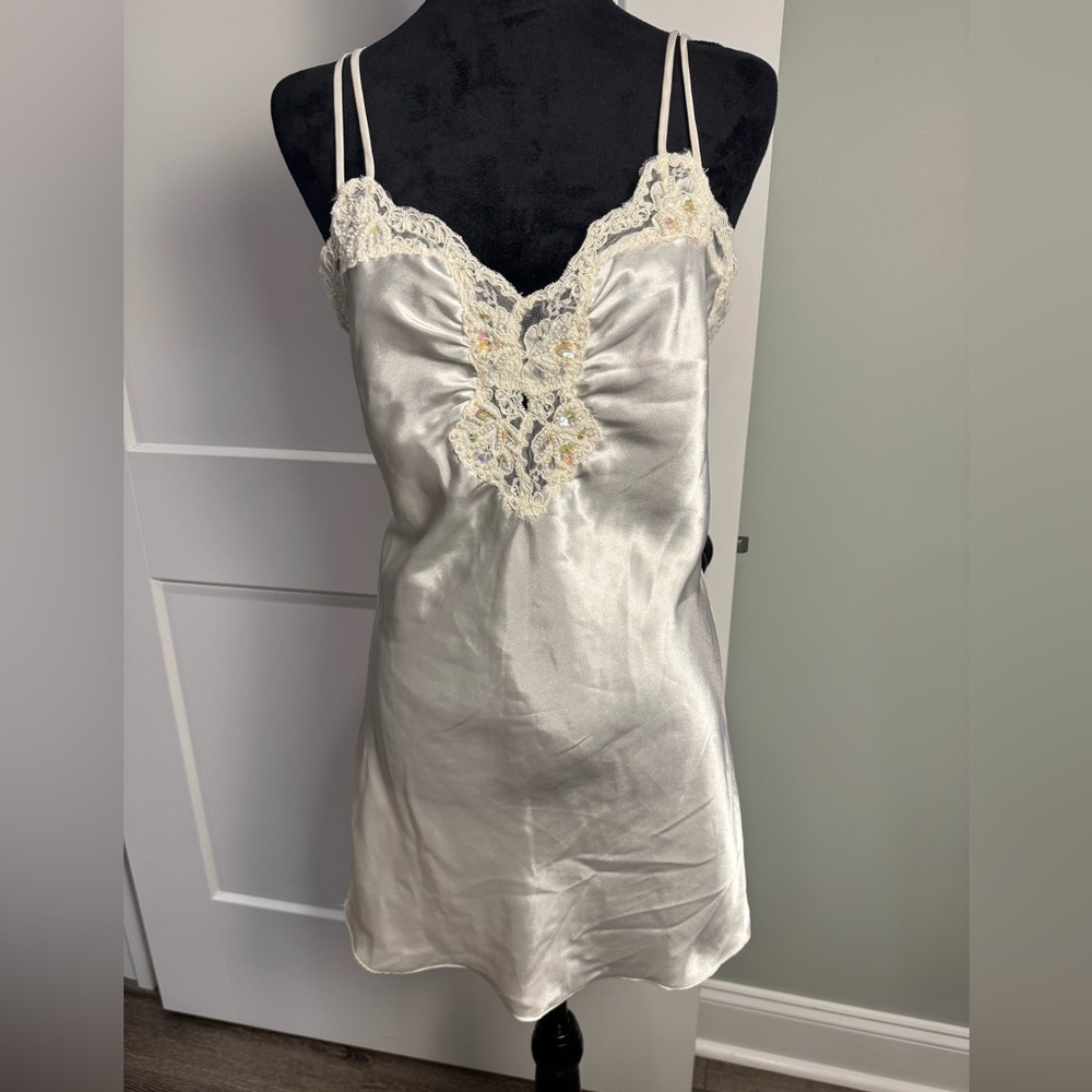 Victoria's Secret Ivory Satin Lace Chemise